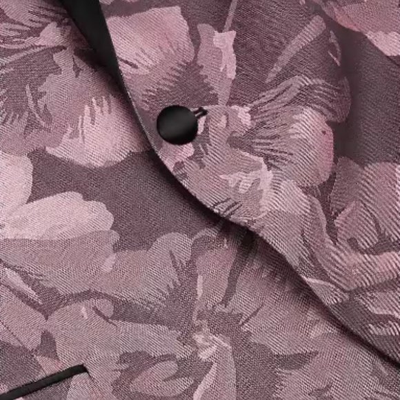 Egara Slim Fit Pink Rose Floral Dinner Jacket - Picture 4 of 13